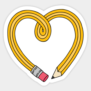 Heart Shaped Yellow Drawing Pencil Sticker